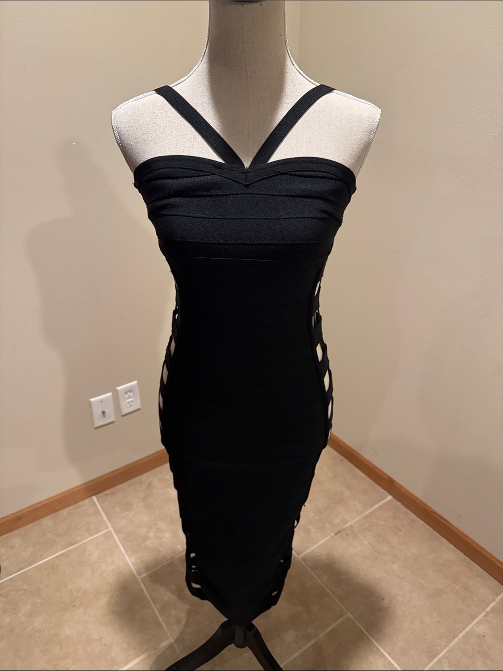 Fashion Nova Black Bandage Cutout Midi Dress